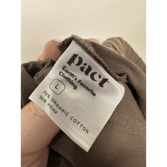 Pact Organic Cotton Hemp Wide Leg Pants Size Large Minimalist Pants Brown - Picture 8 of 8